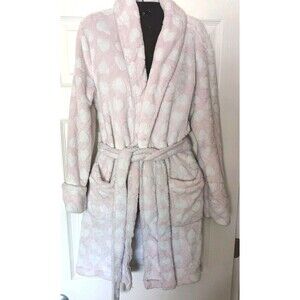 Daydream by Berkshire Home Bath Robe Sz S/M Ultra Soft Light Pink Hearts Short